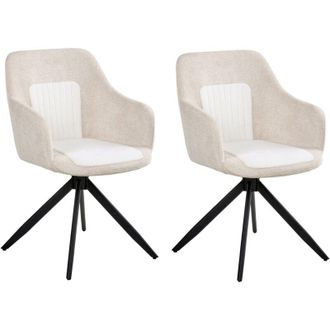 Beliani Set di 2 sedie da pranzo con base girevole Rivestimento in ecopelle Gambe in metallo Beige Chiaro Likely