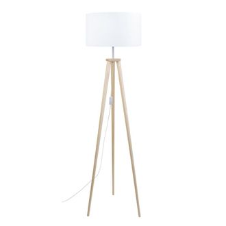 Tosel Lamp&aacute;ra de pie madera Alt.155cm natural ;Pantalla: blanco o