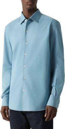 Ermenegildo Zegna Denim Button-Up Shirt in Light Blue at Nordstrom, Size Xx-Large