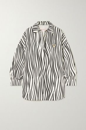 Valentino Garavani Camicia In Faille Di Seta Oversize Con Stampa Zebrata E Decorazione - Stampa animalier