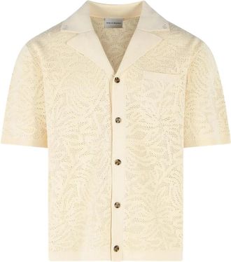 Dr&ocirc;le de Monsieur Maille Cotton Shirt - Heren - Korte mouwen Overhemden - Beige - M - Katoen - Overhemden