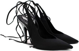 The Attico Black Venus Crystal Embellished Slingback Heels Size 39.5