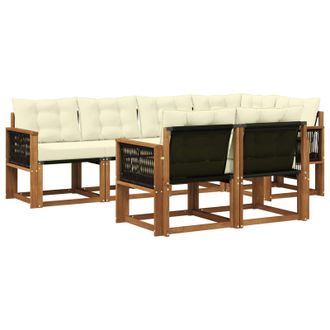 vidaXL Conjunto De Sof&aacute;s De Exterior Con Coj&iacute;n 7 Pcs Natural Y Crema Vidaxl