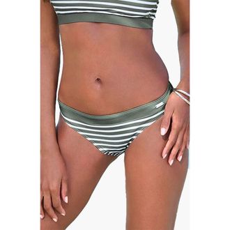 Lascana Womens Contrast Classic Bikini Bottom in Olive Stripe at Nordstrom, Size 12