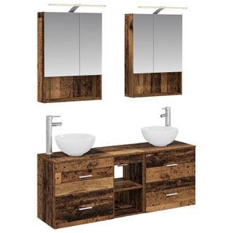vidaXL Juego De Muebles De Ba&ntilde;o 5 Pcs Madera Envejecida Vidaxl