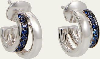 POMELLATO Together 18K White Gold and Sapphire Double Hoop Earrings