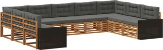 vidaXL Conjunto De Sof&aacute;s De Exterior 9 Uds. Natural Y Antracita Vidaxl