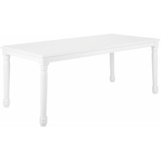 Beliani Tavolo da Pranzo Rettangolare in Legno di Gomma Bianco 180 x 90 cm Cary