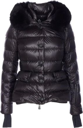 Moncler Chaqueta de esqu&iacute; de plum&oacute;n Armoniques con capucha y ribete de piel de cordero - Jackets - Mujer - Negro - M