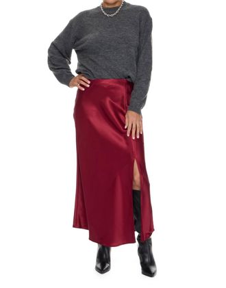 Velvet Heart Gypsy Side Slit Skirt In Burgundy