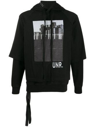 Unravel photographic-print hoodie - men - Cotton/Spandex/Elastane - S - Black