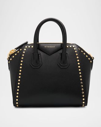 Givenchy Antigona Mini Studded Top-Handle Bag in Box Leather