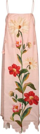 Barbour Bromelia Midi Jurk - Dames - Maxi kleedjes - Roze - XS - Katoen - Kleedjes
