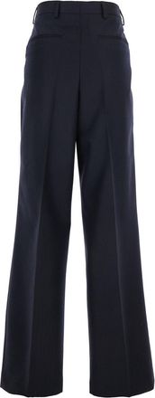 Dries Van Noten Womens Blue Wide Leg Wool Pants With Pockets Trousers