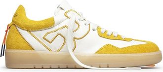 Barracuda Vintage Leren Sneakers Wit Geel - Dames - Sneakers - Geel - 37 EU - Leer - Schoenen