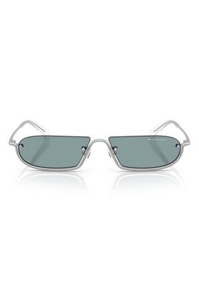 A|X Armani Exchange 58mm Irregular Semi Rimless Sunglasses in Matte Silver /Blue Silver at Nordstrom