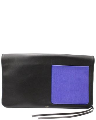 Celine Celine Black And Purple Leather Folded Clutch Bag (Authentic Pre-Loved)
