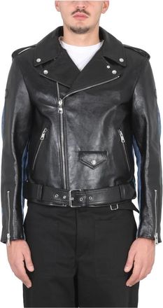 Alexander McQueen Combo Biker Jacket - Heren - Leren en Su&egrave;de Jassen - Zwart - XL - Jassen