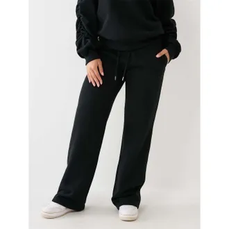 True Religion Womens Straight Leg Open Hem Joggers in Jet Black - Size 8 UK