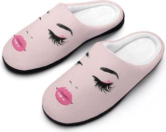 Generic Eyelash Lip Print Mens Slippers Comfortable And Non-slip Cotton Slipper Shoe for House