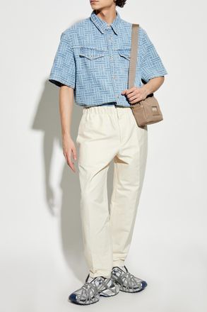 Kenzo Denim Shirt With Short Sleeves, Mens, Light Blue