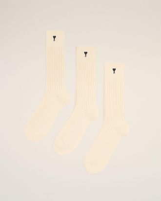 Ami Natural Cotton Three Pack Black Ami De Coeur Socks White - 35-38 - Unisex