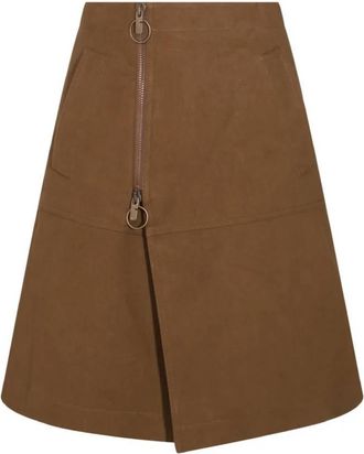 Burberry A Line High Waist Cotton Midi Skirt, Brand Size 10 (US Size 8)