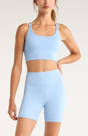 Zella Seamless Strappy Sports Bra in Blue Placid at Nordstrom, Size X-Large