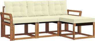 vidaXL Conjunto De Sof&aacute;s De Exterior 4 Uds. Natural Y Crema Vidaxl