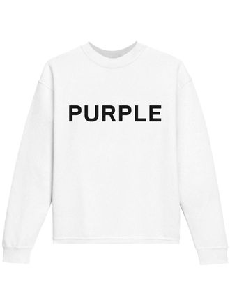 Purple logo-print fleece sweatshirt - White