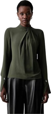 Patrizia Pepe Blusa de viscosa con cuello mao - Blouses & Shirts - Mujer - Verde - S