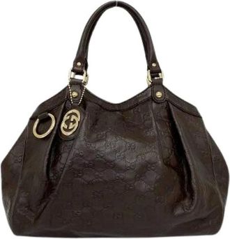 Gucci Pre-owned Handbags, female, Brown, Size: ONE SIZE Pre-owned Sukey Leather Handbag