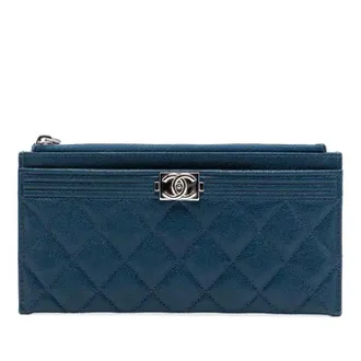 Chanel Pre-owned Wallets, female, Blue, Size: ONE SIZE Pre-owned The Boy Pouch