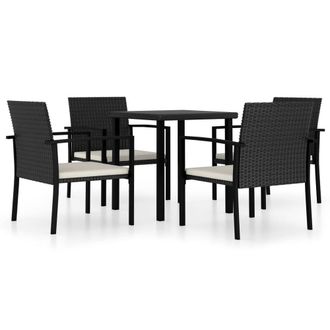 Berkfield Home 5 Piece Outdoor Dining Set Poly Rattan Black