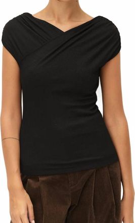 Elodie Rue Draped Wrap Top In Black