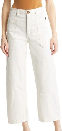 Frame Denim Oversized Pocket Utility Pant In Blanc