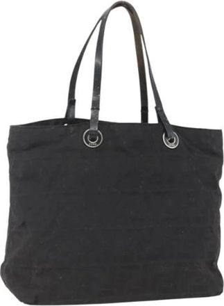 Fendi Pre-owned Tote Bags, female, Black, Size: ONE SIZE Pre-owned Canvas Tote Bag