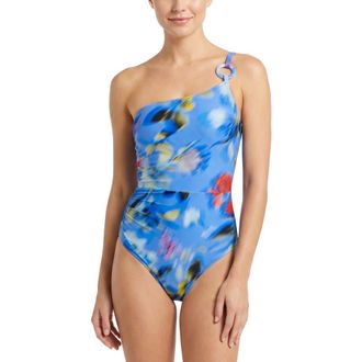 Change of Scenery Kara One Shoulder Ring Trim One-Piece Swimsuit in Larkspur Bay at Nordstrom, Size Small