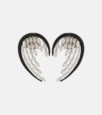 Kamyen Jewellery Angel Wings 18kt white gold and enamel drop earrings with diamonds