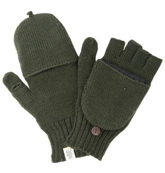 Nirvanna Designs Bryant Fingerless Gloves w/ Flap in Olive at Nordstrom