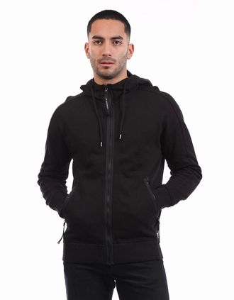 C.P. Company Mens Diagonal Raised Fleece Goggle Hoodie - Black - Size: 38