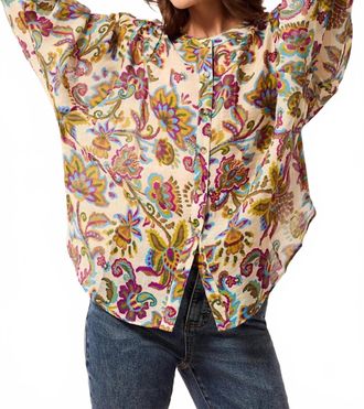 Tribal Womens Flowy Dolman Sleeve Blouse In Beige
