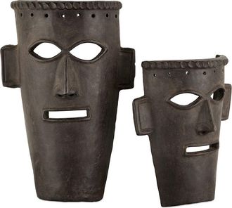 Currey & Company Set Of 2 Handmade Etu Black Mask