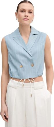 Gaud&igrave; Doppiopetto Vest - Dames - Gillet - Blauw - M - Katoen - Kostuums