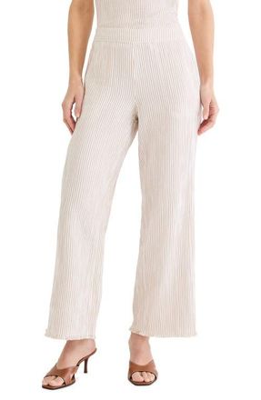 Nic+Zoe Pinstripe Cotton Blend Gauze Wide Leg Pants in Neutral Multi at Nordstrom, Size 10P