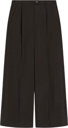Sportmax Pantalone Oversize In Lana Stretch - Marrone Scuro-Donna