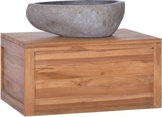 Berkfield Home Wall-mounted Bathroom Cabinet 60x45x30 cm Solid Teak Wood in Brown | Size: 60 x 45 x 30 cm