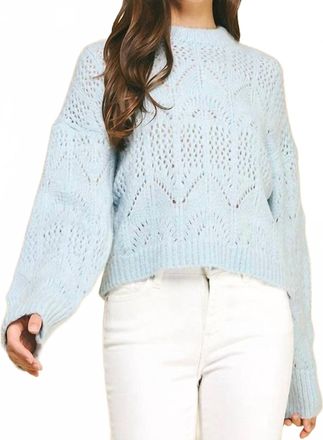 Pinch Design Eyelet Crewneck Sweater In Light Blue