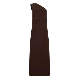 P.A.R.O.S.H. Midi Dresses, female, Brown, Size: M Long One-Shoulder Dress