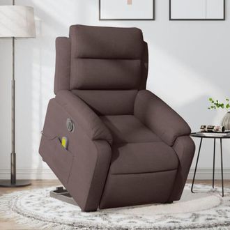 vidaXL Vidaxl - Sill&oacute;n Masaje El&eacute;ctrico Reclinable Elevable Tela Marr&oacute;n Oscuro